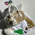 Prada Wicker and Leather Mini Bag| White
