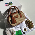 Prada Wicker and Leather Mini Bag| Brown